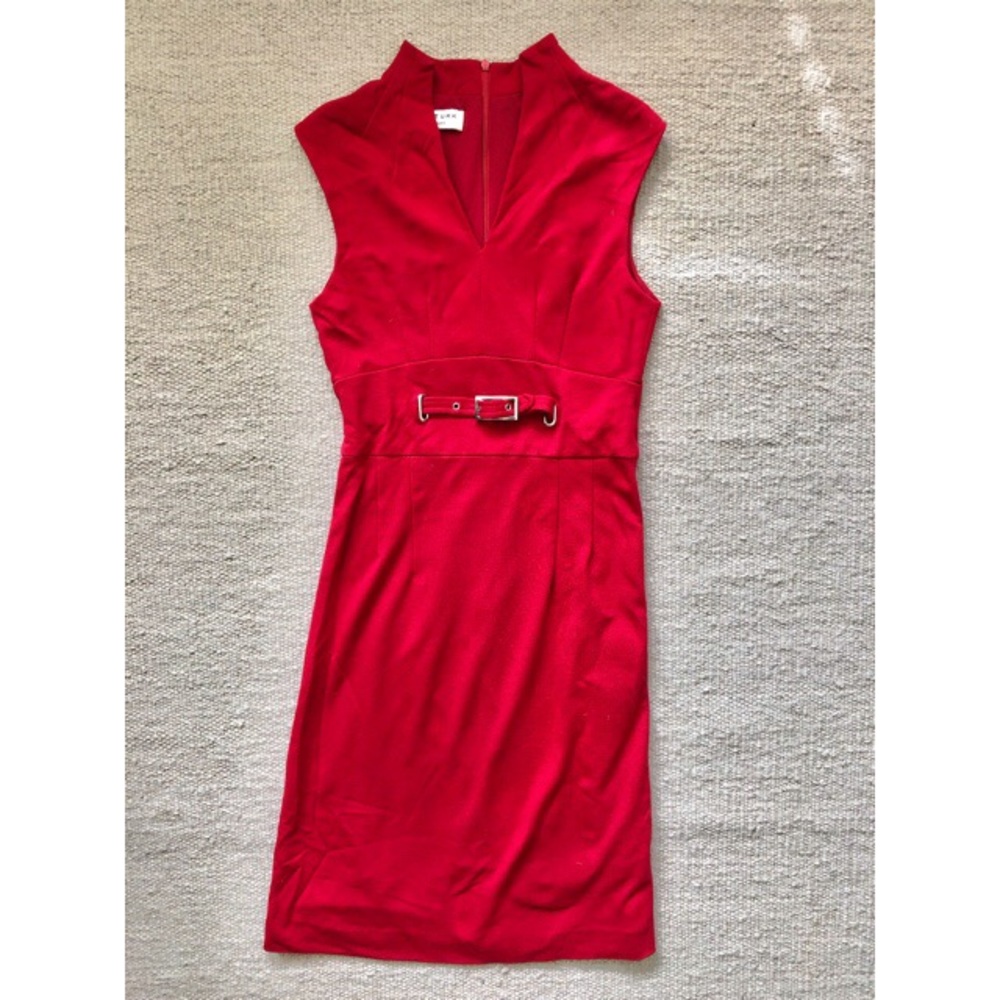 Trina Turk Red Sleeveless Dress with Belt